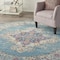 Homeroots 8 ft. Round Light Blue Distressed Medallion Area Rug 385338 - alternate 2